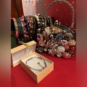 BRIGHTON SILVER TONE BRACELET w/Rhinestones 8.5”